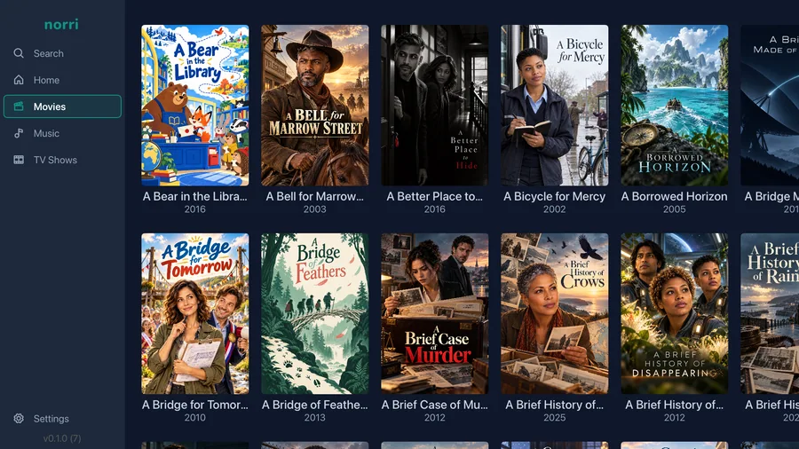 Apple TV: Movie library with navigation