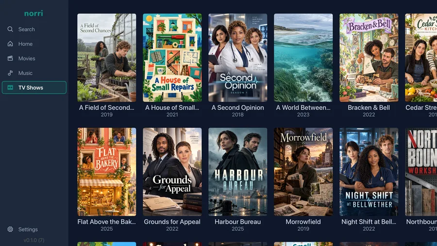 Apple TV: TV library with navigation