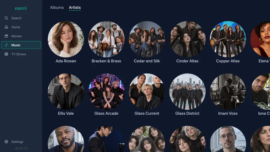 Apple TV: Music artists with navigation