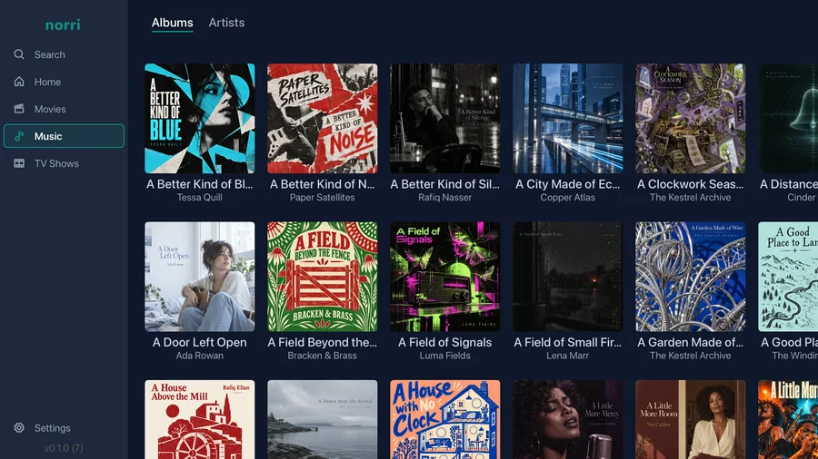Apple TV: Music albums with navigation