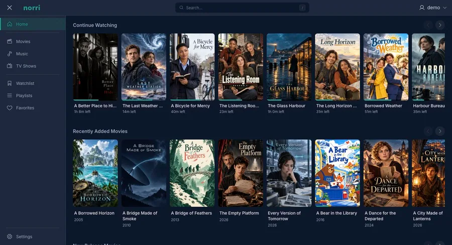 Web app: Home and Continue Watching