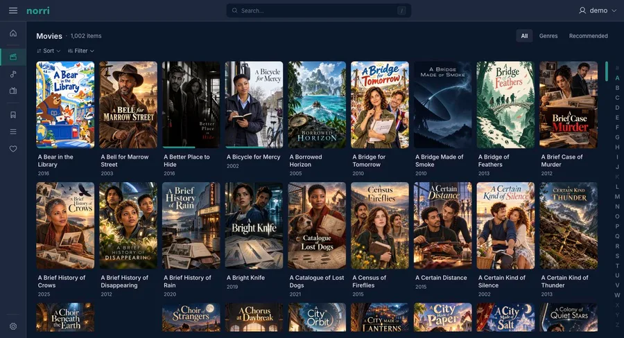 Web app: Movie library — sidebar collapsed