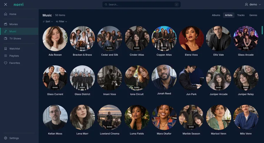 Web app: Music artists