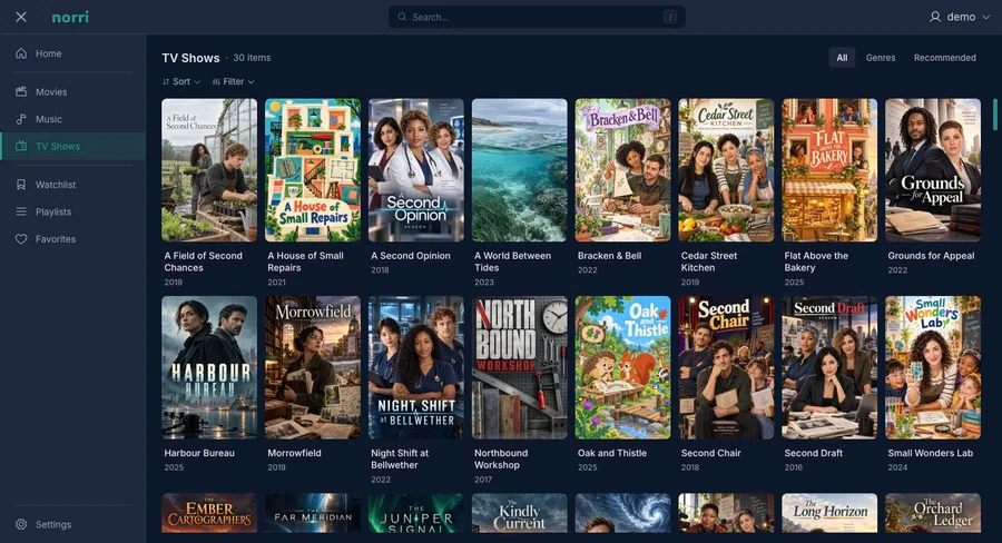 Web app: TV show library