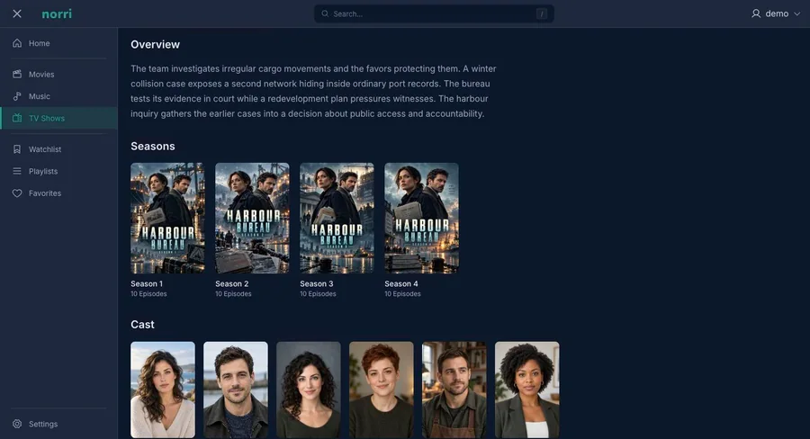 Web app: TV show seasons