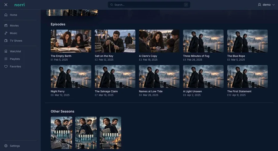 Web app: Season episodes