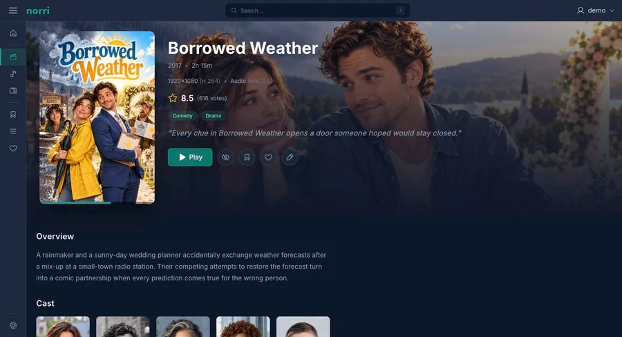 Web app: Movie details — sidebar collapsed