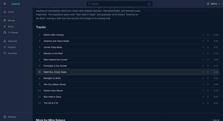 Web app: Album tracks